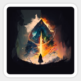 Abstract colourful illustration of lord of the rings Sticker